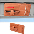 Car Sun Visor Organizer, Multifunctional Visor Storage Pouch with Sunglasses Holder & Card Sleeve Pocket, Auto Interior Organizer Pocket Bag for Pens Cards Documents, Universal Fit (Brown)