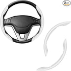 2pcs Carbon Fiber Anti-Skid Steering Wheel Cover, Waterproof & Segmented Butterfly Design, Universal 99% Vehicle Wheel Cover Protector, Car Interior Accessories (White-2pcs)