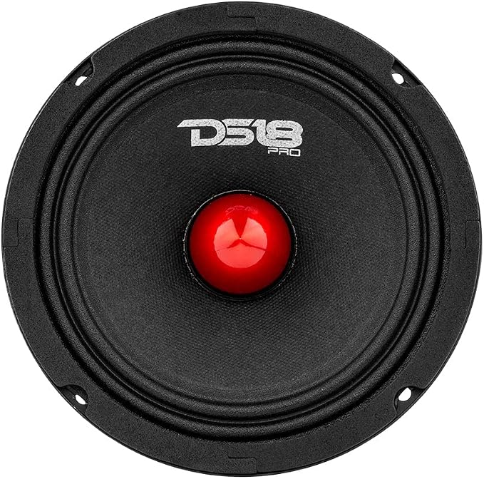 PRO-GM6.4B Loudspeaker - 6.5", Midrange, Red Aluminum Bullet, 480W Max, 140W RMS, 4 Ohms - Premium Quality Audio Door Speakers for Car or Truck Stereo Sound System (1 Speaker)