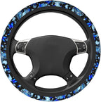 Blue Butterfly Steering Wheel Cover Universal 14.5-15 Inch Car Wheel Protector Anti-Slip Car Steering Wheel Accessories for Women Girls