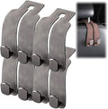 2026 New Car Seat Headrest Hooks for Purses and Bags - Support Car Headrest Hooks for Purses and Bags Coat, Leather Car Bag Purse Holder with Double Hooks (Gray-4PC)