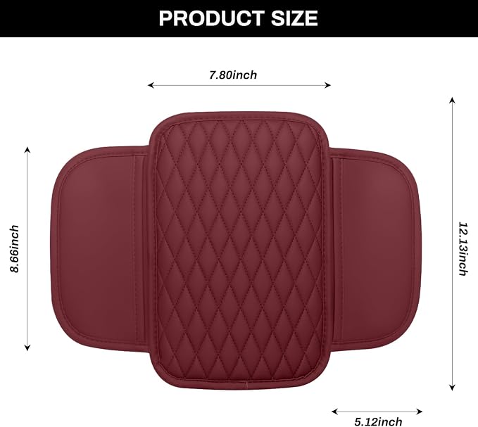 Car Center Console Cover, Upgraded Microfiber Leather Car Arm Rest Cover with 2 Storage Bags, Universal Armrest Cover for Car Storage Box Car Interior Accessories Protector for Most Vehicle-Red