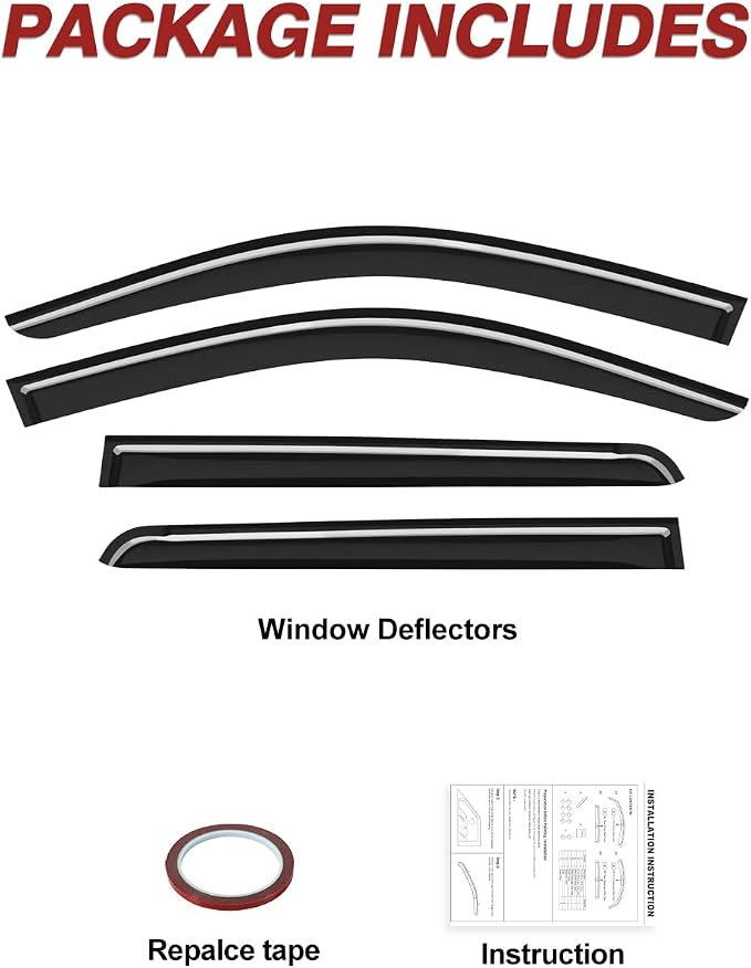 Outside-Mount Window Rain Guards Fit for Honda Pilot 2023-2026 LX Sport EX-L TrailSport Touring Elite,Window Visors Wind Deflector Dark Smoke Vent Shades Car Tape-on with Thicker 4PCS