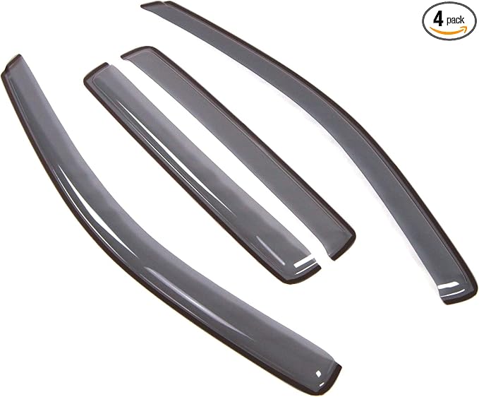 Car Window Rain Guard | Outside Mount Visors Auto Side Window Deflectors | Windows Visor Rain Shields Compatible with 2007-2010 Jeep Compass | 4 Pcs Set, LGWV2-268, Light Tinted