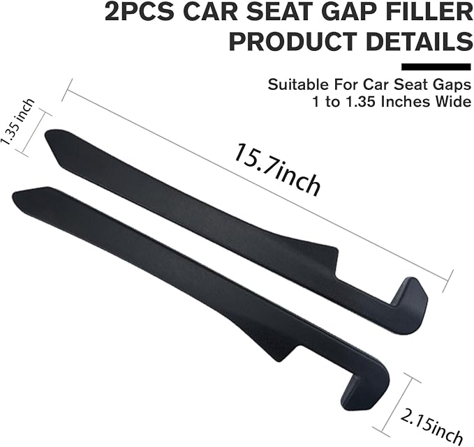 Car Seat Gap Filler Set of 2, Car Accessories Interior Organizer, Seat Gap Plug Fit Sedan SUV Truck, Black