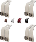 Coozyland Car Hooks, Coozy Land Metal Multi-Function Leather Car Headrest Hooks, Universal Double Hook Car Seat Back Storage Hooks for Wallets, Handbags, Bottles, Trash Bags, etc(White 4-Pack)