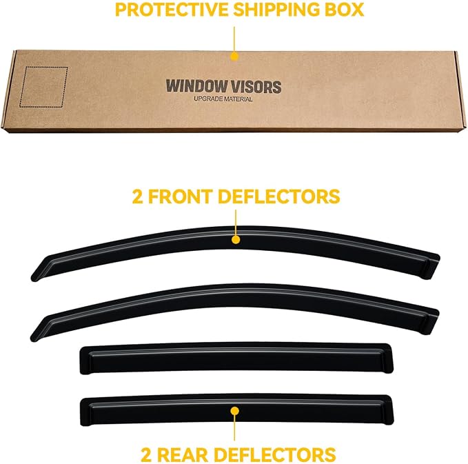 Rain Guards for 2016-2020 Buick Envision, Out-Channel Window Visor Shields Vent Deflector Shade Wind Dark Smoke 2017 2018 2019 2020 16 17 18 19 20, Tape-On Outside-Mount, 4PCS