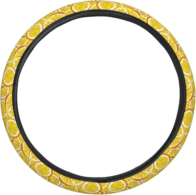 Fresh Lemon Slices Steering Wheel Covers Anti-Slip Elasticity Car Accessories Steering Wheel Protector Universal 15 Inch for Cars SUV Vehicle Truck