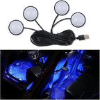 4-in-1 Car LED Lights Interior with USB Port,Ambient Neon Car Door Lights Kit for CCar Decor,Party,Music,Gift,Universal CCar Pedal Light Interior Accessories for Wonmen & Men (Blue)