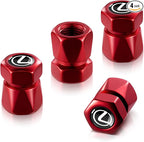 Tire Valve Stem Caps for Lexus Metal Car Wheel Air caps Auto Valve Stem Caps Accessories 4 Pcs (red)