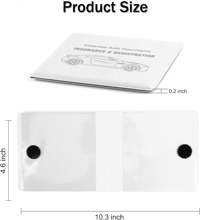 Car Registration & Insurance Card Holder, 2-Pack - White, Waterproof, 4-Compartment, Unisex-Adults Car Organizer