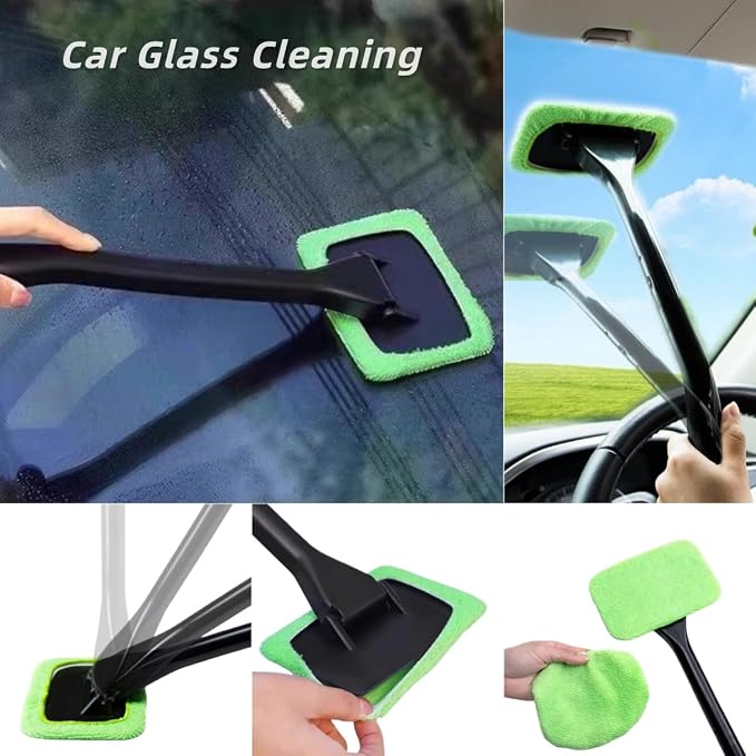 Small Window Track Cleaning Kit, 20Pcs Multi-Purpose Household Cleaning Tools with Squeegee, Detail Brush & Reusable Microfiber Pads for Sliding Door, Glass, Bathroom Mirror, Auto Windshield