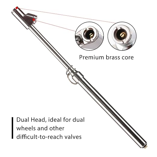 CZC AUTO Tire Pressure Gauge, Straight-on Foot Dual Head Chucks Auto Service Gage, Heavy Duty Air Gauge 10-150PSI 100-1000KPa for Car Truck RV Van (1 Pack, Silver)