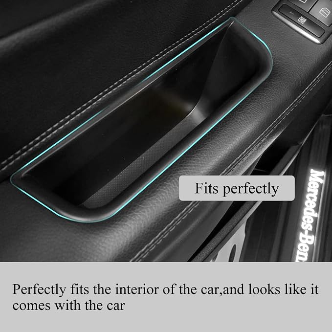 Front Row Door Side Storage Box Compatible with Mercedes-Benz ML-Class GL-Class 2012-2019 / GLE-Class GLS-Class 2017-2019 Armrest Phone Container Door Organizer Handle Pocket ABS Tray Insert