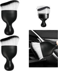 2 PCS Car Detailing Brush, Curved Soft Bristles Auto Removal Dust Collectors, Universal Vehicle Dashboard, Air Conditioner Vents etc Interior Cleaning Tool Accessories (White/Black)