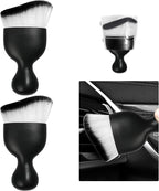 2 PCS Car Detailing Brush, Curved Soft Bristles Auto Removal Dust Collectors, Universal Vehicle Dashboard, Air Conditioner Vents etc Interior Cleaning Tool Accessories (White/Black)