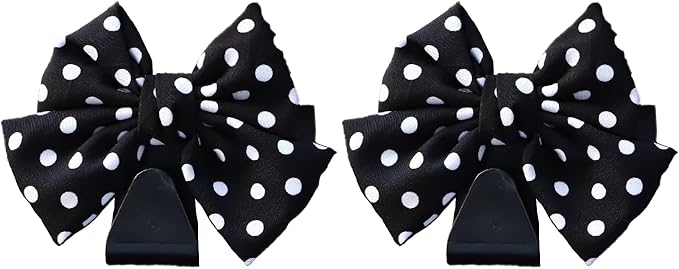 2PCS Car Seat Hooks, Cute Bow Car Seat Headrest Hooks for Purses, Bags, Umbrella, Universal Automotive Interior Decoration Accessoriesl for Vehicle, SUV, Sedan, Truck (Black Spot)