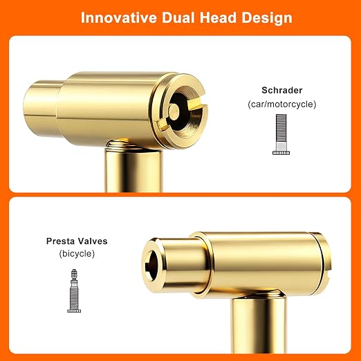 Bike Tire Pressure Gauge - Dual Head for Schrader & Presta Valves,0-60 PSI / 4 BAR Range, 1.5-Inch Dial with Gear Protection Sleeve - Suitable for MTB, Road, E-Bikes and Motobike