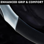 Leather Steering Wheel Cover for Chevy Silverado 1500 2500 3500, 14.5-15 inches Car Steering Wheel Cover with Non-Slip Breathable (Bright Silver)