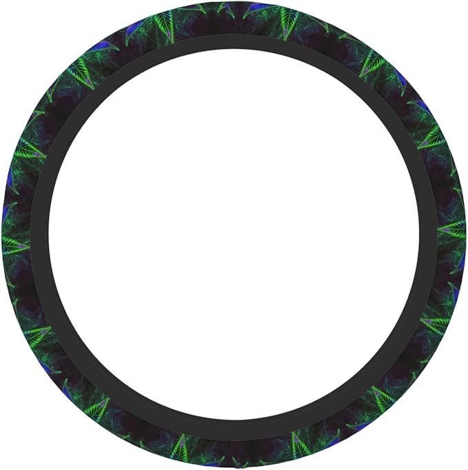 Elastic Car Steering Wheel Cover,Psychedelic Cannabis Leaf Weed Plant Protector Upgrade Thicken,Durable Soft Car Accessories for Diverse Cars Truck SUV for Men Women Universal 15 Inch