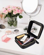 Small Clear Makup Bag, Clear Cosmetic Bags with Zipper Waterproof Small Travel Cosmetic Case Cute Make Up Pouch Mini Car Essentials for Women Travel Car Organizer