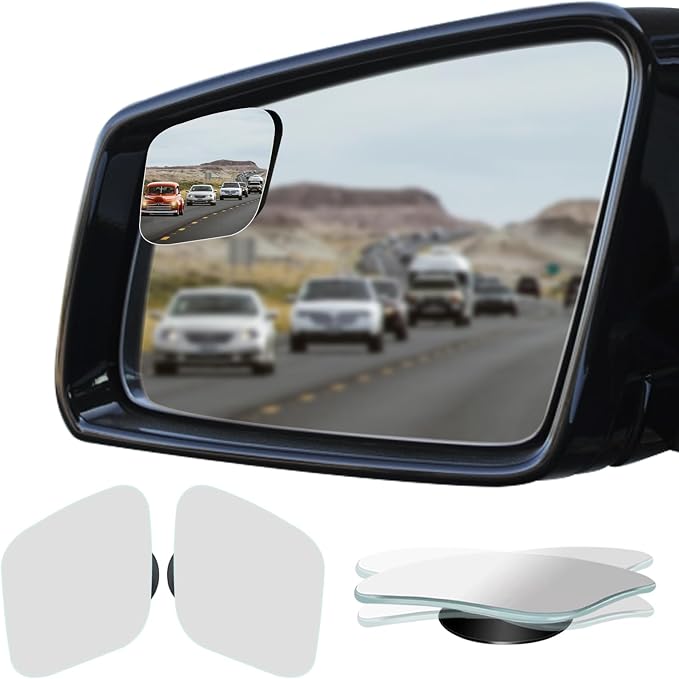Frameless Blind Spot Mirror, HD Glass Convex Wide Angle Stick on Rearview Blindspot Car Mirror for Car Side Mirror Blind Spot (Rhombus, Pack of 2)