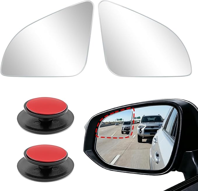 Convex Stick On Blind Spot Mirrors for Toyota RAV4 2013-2025 Corolla Cross 4Runner Tacoma Highlander - Custom Fitted Side Mirror Upgrade for Wider View & Driving Security - (Left & Right)