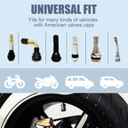 Tire Valve Stem Cap Cover - (12 Pack) Tire Air Caps Metal with Plastic Liner Corrosion Resistant Leak-Proof for Car Truck Motorcycle SUV and Bike Black