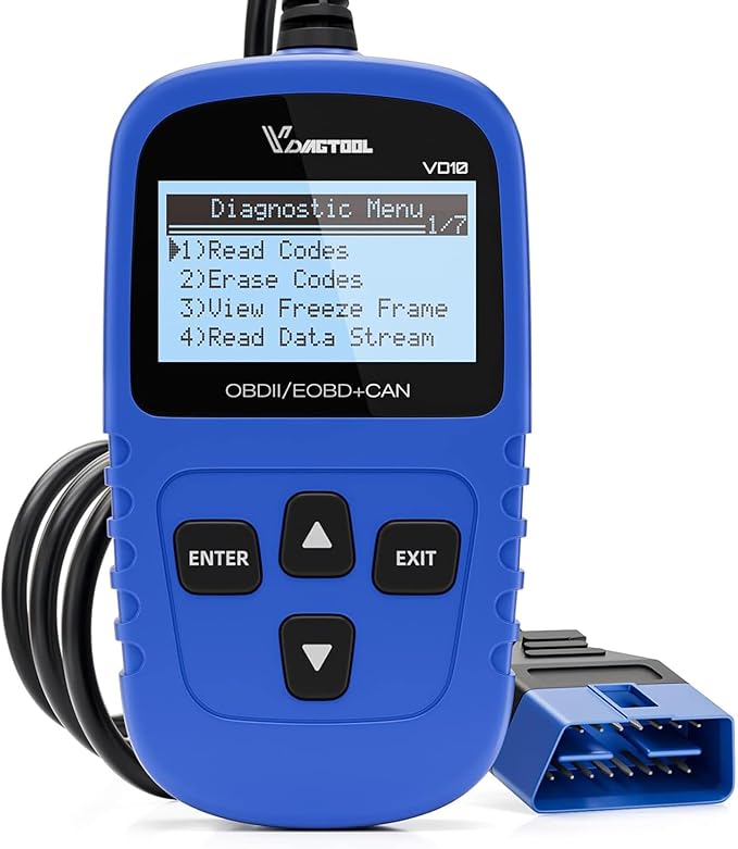 VD10 OBD2 Scanner Code Reader Car Diagnostic Tool Engine Fault Code Reader for Turn Off CEL with Freeze Frame/I/M Readiness for All OBDII Protocol Cars, OBD2 Scanner Diagnostic Tool