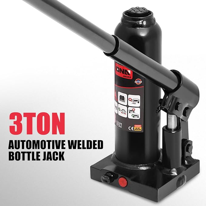 3 tons / 6000 lbs Lifting Automotive Welded Hydraulic Bottle Jack for Car SUV Pickup Truck, Auto Repair, with Manual Handle & Carrying Storage Case, Black