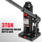 3 tons / 6000 lbs Lifting Automotive Welded Hydraulic Bottle Jack for Car SUV Pickup Truck, Auto Repair, with Manual Handle & Carrying Storage Case, Black