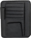 Car Sun Visor Organizer, Multi-Pocket Leather Auto Visor Storage Bag with Clip-on Design, Car Interior Organizer for Cards, License, Sunglasses and Pens, Universal for Most Cars (Black)