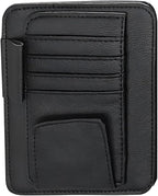 Car Sun Visor Organizer, Multi-Pocket Leather Auto Visor Storage Bag with Clip-on Design, Car Interior Organizer for Cards, License, Sunglasses and Pens, Universal for Most Cars (Black)
