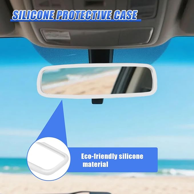 YoRise Car Rear View Mirror Protector Frame, Rearview Edge Cover (White) | Car Rearview Mirror Cover, Car Mirror Decoration Protector Accessories for Most Cars