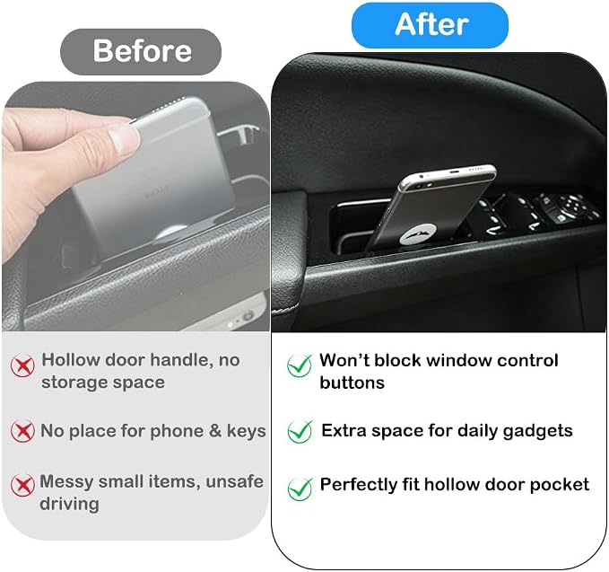 4pcs Door Side Storage Box Compatible with Ford Fusion 2013 2014 2015 2016 2017 2018 2019 2020 Armrest Phone Container Door Organizer Handle Pocket ABS Tray Insert Glove Pallet
