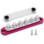 6 x M8 (5/16") Studs Power Distribution Block Bus Bar 12V, 5.9" HD 200A Marine BusBar Battery Distribution Block W/Cover for Car Boat Solar (Red)