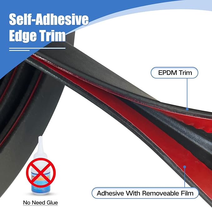 Rubber Edge Trim, Self-Adhesive Rubber Edge Protector for Sheet Metal, EPDM Material, Fit 1/16"(1.0mm), Length 100Ft, Black Color, U Channel Edge Trim