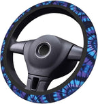 Tie Dye Blue Purple Steering Wheel Cover Car Accessories Cute for Women Girls Girly Universal 15 Inch Neoprene Auto Interior Decor Anti Slip Car Truck Protector
