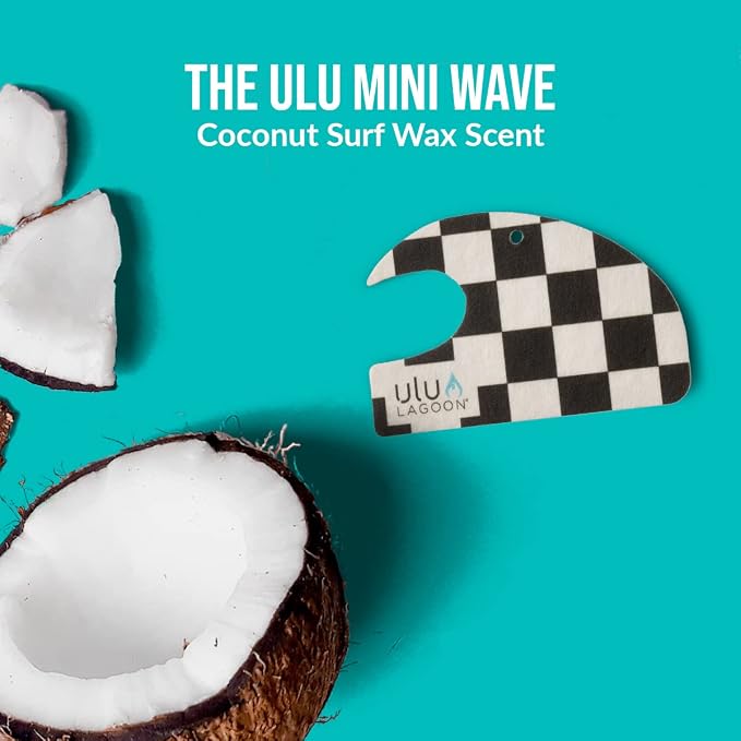 Hanging Car Air Freshener | Tropical Beach Coconut Surf Wax Scent Mini Wave | Long Lasting Car Freshener, Closet and Beyond | Made In USA | 3 Pack (Checker)
