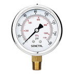 0-160 Psi Glycerin Liquid Filled Air Pressure Gauge, 2.5" Dial Size, 1/4" NPT Lower Mount, Stainless Steel Case, Water Pump, Tire, Large Air Compressor, Well Pump, RV Regulator Pressure Test