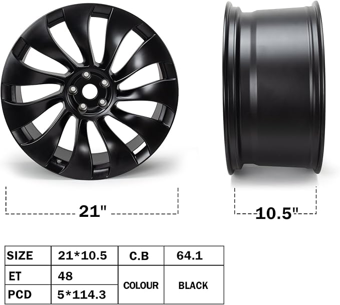 New 21" x 10.5" Premium Aluminum Alloy Wheel Rim Compatible with Model Y 2020 2021 2022 2023, Direct Fit for OE Stock Specs, OE Wheel Rim, Fits for Rear Wheel