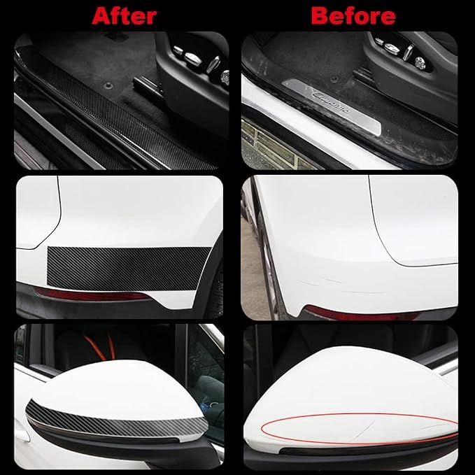 Car Door Edge Entry Guards Sill Protector Automotive Tape Black 1.2in*33FT | 5D Carbon Fiber Vinyl Wrap Film Paint Threshold Scuff Plate Protectors Anti-Collision Universal for Most Vehicles
