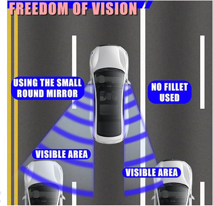 2PCS Fan-shaped Car Blind Spot Mirrors, HD Glass Wide Angle Side Mirrors for Enhanced Safety, Adjustable Frameless Rear View Mirror, Universal Car Exterior Accessories(Fan)