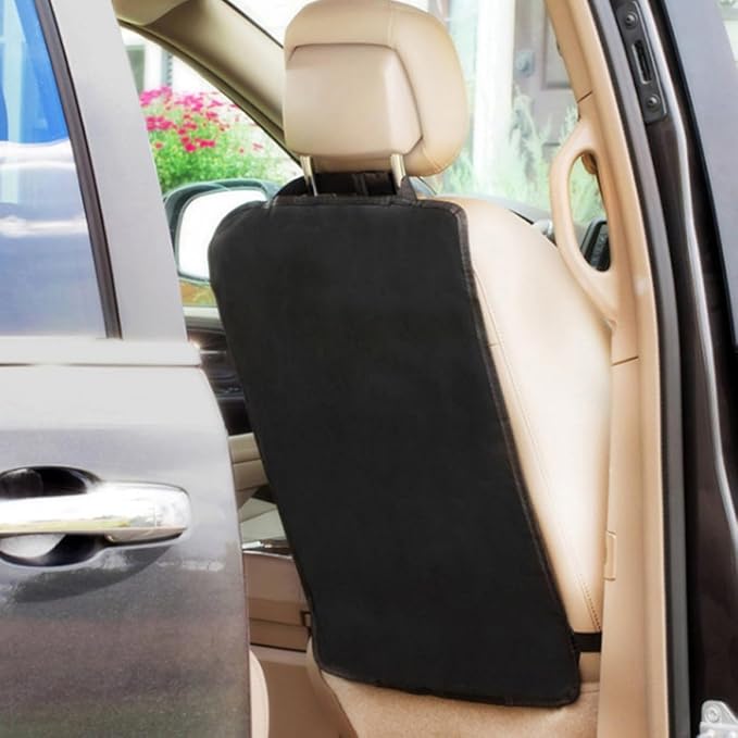 3pcs Car Seat Kick Mats Backseat Protector, Waterproof Scratch Protection Back Kick Mat Organizer, Black Sturdy Seatback Cover for Family Travel