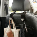 2PCS Cute Heart Car Seat Headrest Hook, Suede Leather Car Seat Back Storage Hanger for Purse and Bag, Universal Vehicle Interior Organizer Accessories for SUV, Truck(Black)