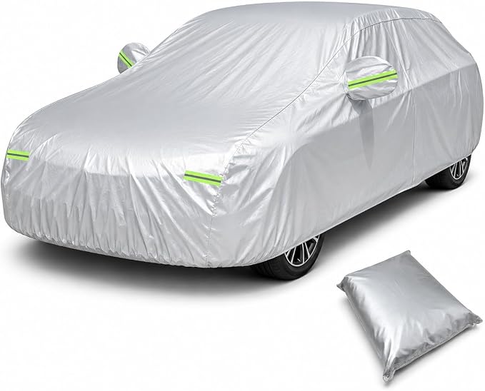 Car Cover 196"×78"×59" Waterproof All-Weather Sedan Cover Outdoor Indoor with Zipper Door & Windproof Straps | UV Snow Dust Protection Fit for Toyota Camry Honda Accord Kia K5 Altima