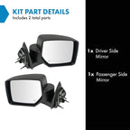 Driver & Passenger Side Power Heated Mirror Set Textured Black Compatible with 2008-2012 Jeep Liberty CH1320371 CH1321371