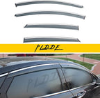 4X Window Visors Compatible with 2013-2020 Fusion Smoke Tint with Chrome Trim Outside Mount Tape On/Clip On Style PVC Sun Rain Guard Vent