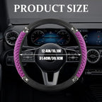 Bling Soft Leather Steering Wheel Cover, Steering Wheel Protector, 15 Inch Rhinestones Car Elastic Protector with Crystal Diamond for Women Girls, Car Accessory for Vehicles (Purple)