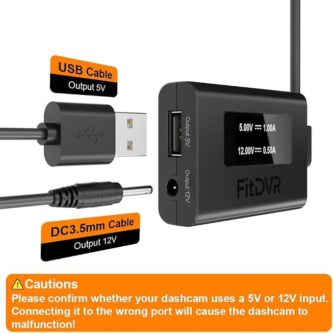Dash Cam Power Adapter (12pin), Compatible with Toyota Tacoma Camry Corolla RAV4 and Lexus and More, 6 Types 5V 12V Output, LED Display, Built-in USB Power Source, Easy Install,D3-010